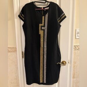 Black Dress with Gold Accents